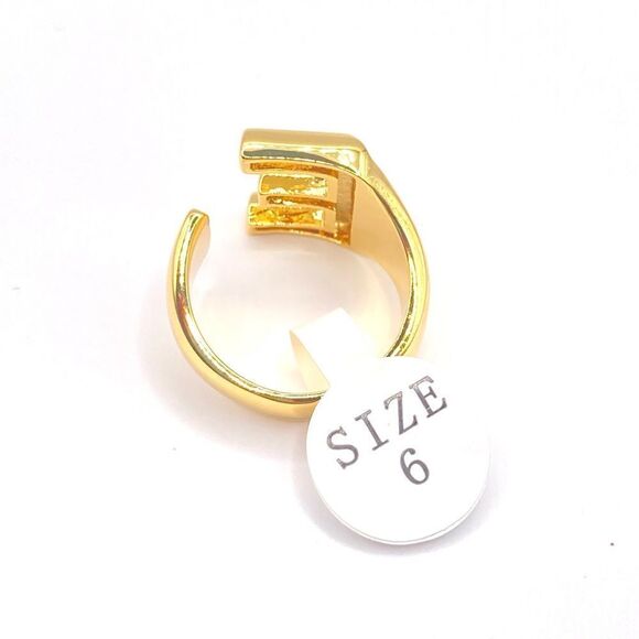 Gold initial E cuff ring size 6 - Picture 3 of 3
